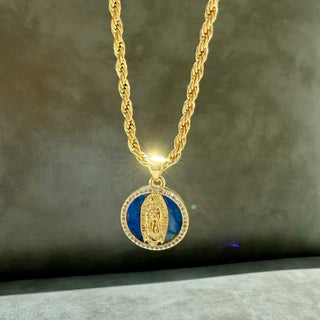 Blue Virgin Mary Necklace