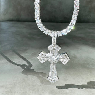 Silver Tennis Chain Enchanted Cross Necklace