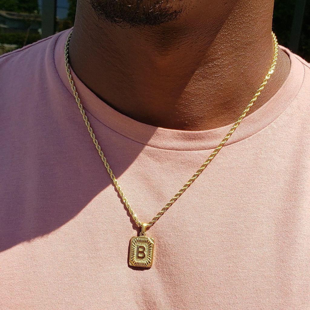 Mens letter 2025 pendant necklace