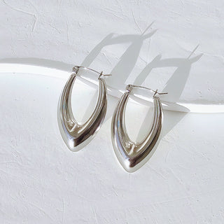 Silver Rounded Geometric Hoops