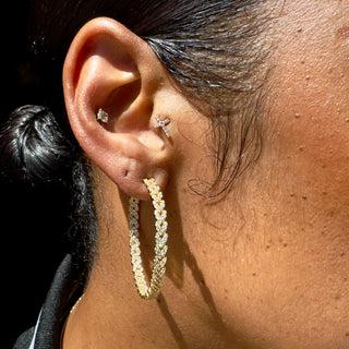 Gold Icy Chevron Hoops