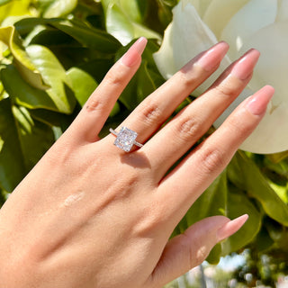Silver Radiant Rectangle Cut Diamond Ring