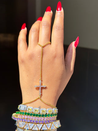 Custom Cross Hand Chain Bracelet