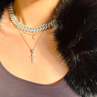 Silver Diamond Cross Necklace