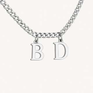 Silver Men's Multi-Initial Charm Necklace