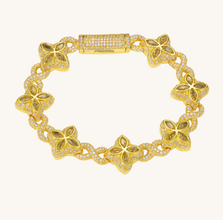 Olive & Gold Clover Infinity Link Bracelet