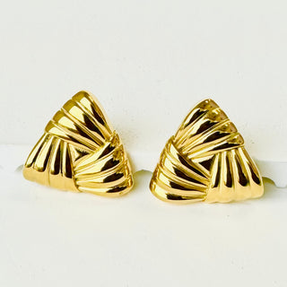 Quilted Triangle Statement Earrings