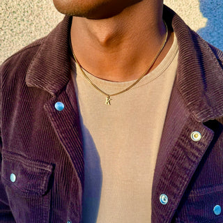 Men's Gold Capital Initial Curb Necklace