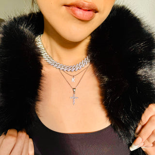 Silver Diamond Cross Necklace