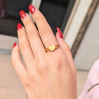 Heart Initial Signet Ring