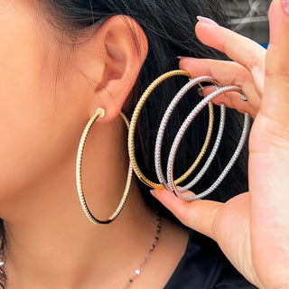 Silver Icy Minimalist Big Hoops