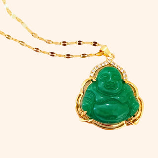 women's green jade buddha necklace
