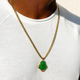 His & Hers Green Buddha Necklace Set