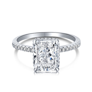 Silver Radiant Rectangle Cut Diamond Ring