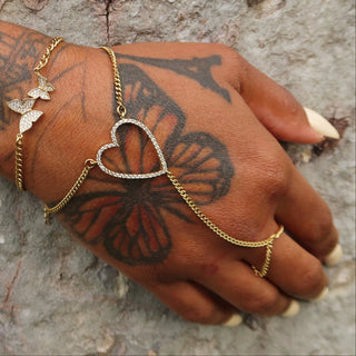 Custom Heart Hand Chain Bracelet