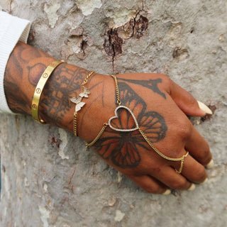 Custom Heart Hand Chain Bracelet