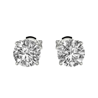 Men's Silver Classic Diamond Stud Earrings