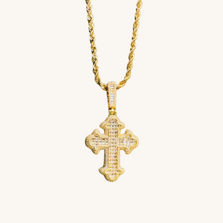 Men's Gold Iced-Out Cross Necklace