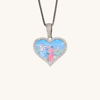 Silver Frame Heart Picture Necklace