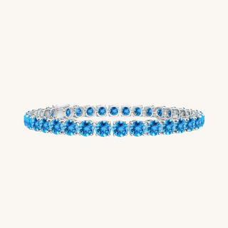 Silver & Blue Topaz 4mm Tennis Bracelet