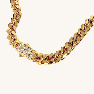 Diamond Clasp Cuban Link Necklace