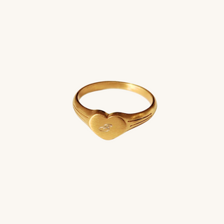 Heart Initial Signet Ring