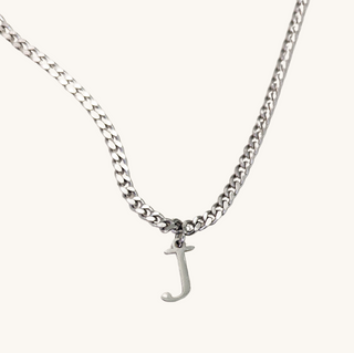 Silver Classic Cuban Initial Necklace