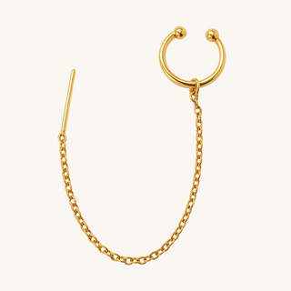 Gold Chained Hoop Cuff Earring
