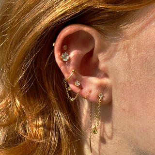 Gold Chained Hoop Cuff Earring