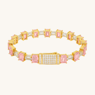 Pink & Gold Radiant Tennis Bracelet