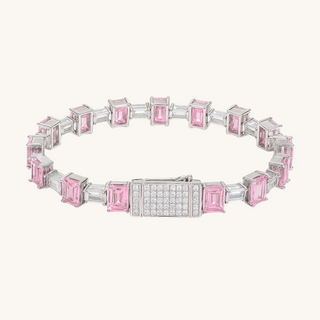 Pink & Silver Radiant Tennis Bracelet