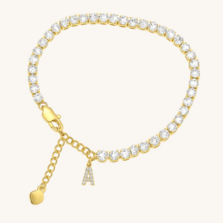 Gold Initial Tennis Anklet