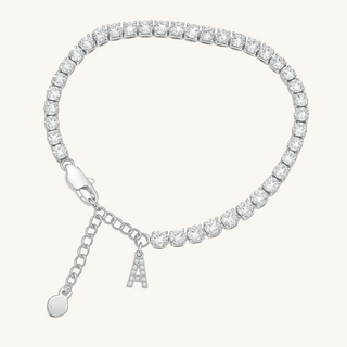 Silver Initial Tennis Anklet
