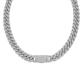 Kids' Silver Diamond Cuban Link Necklace