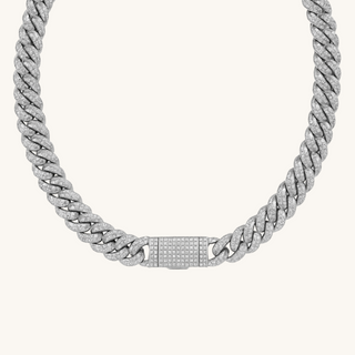 Men's Silver Diamond Cuban Chain Necklace