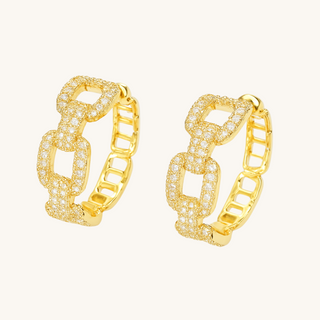 Gold Crystal Link Hoops