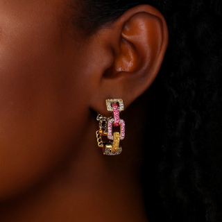 Colorful Crystal Link Hoops