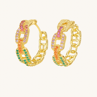 Colorful Crystal Link Hoops