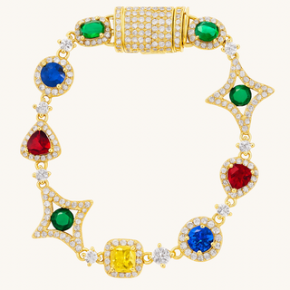 Multi-Gem Geometric Bracelet