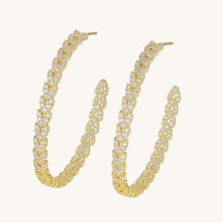 Gold Icy Chevron Hoops
