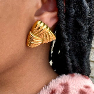 Quilted Triangle Statement Earrings