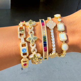 Silver Halo Opal Bracelet