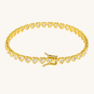Gold Heart Tennis Bracelet