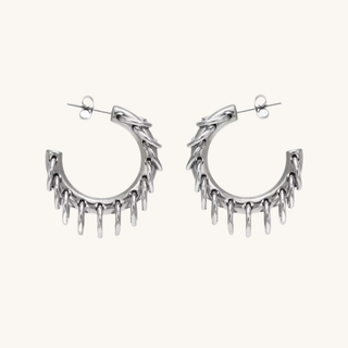 Silver Ring Accent Hoop Earrings