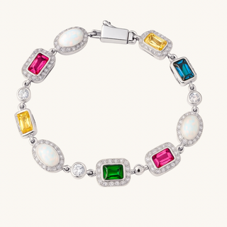 Silver Vibrant Gem Opal Bracelet