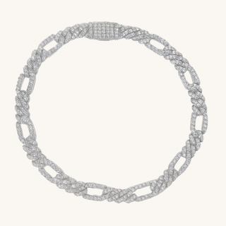 Silver Diamond Figaro Bracelet