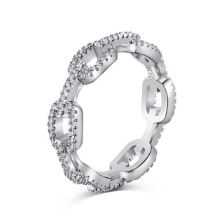 Silver Link Design Diamond Ring