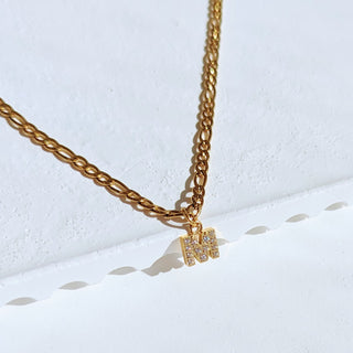 Gold Figaro Diamond Initial NecklaceGold Figaro Diamond Initial Necklace
