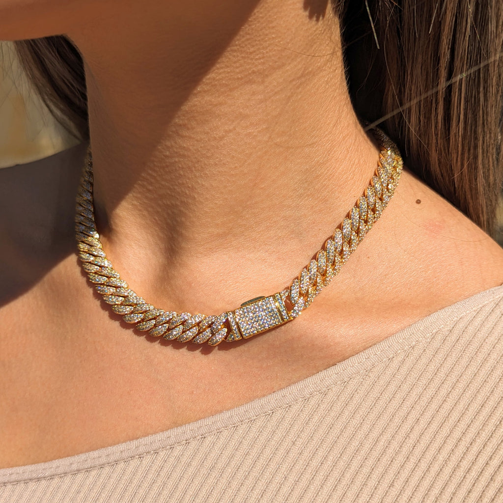 Gold Diamond Cuban Link Necklace