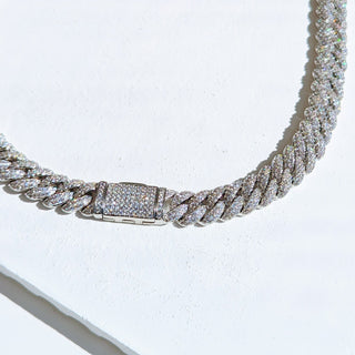 Men's Silver Diamond Cuban Chain Necklace
